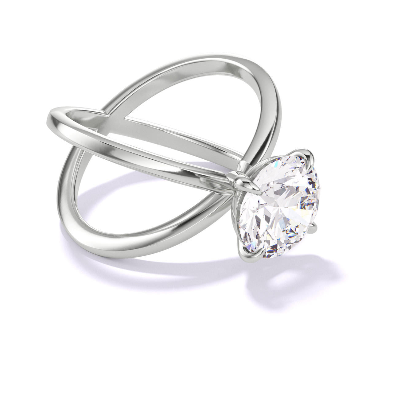 ROUND CUT DIAMOND ENGAGEMENT RING WITH A CLASSIC 4 PRONG AXIS SETTING IN PLATINUM