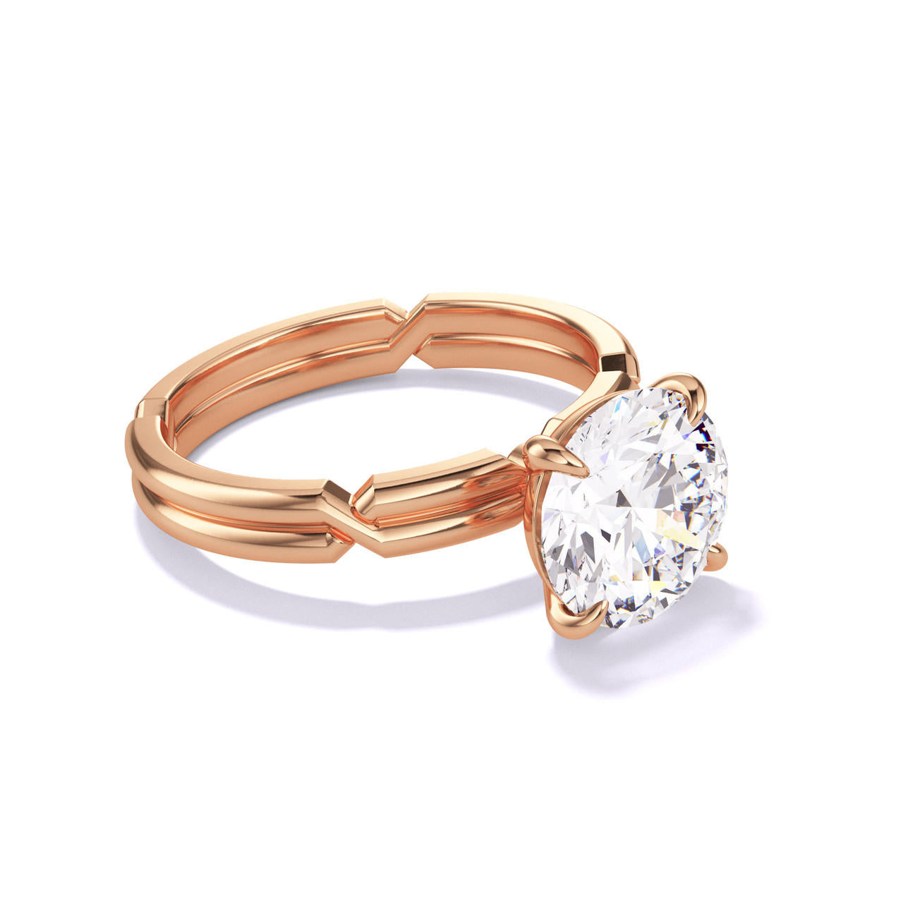 ROUND CUT DIAMOND ENGAGEMENT RING WITH A CLASSIC 4 PRONG CHANCE SETTING IN 18K ROSE GOLD