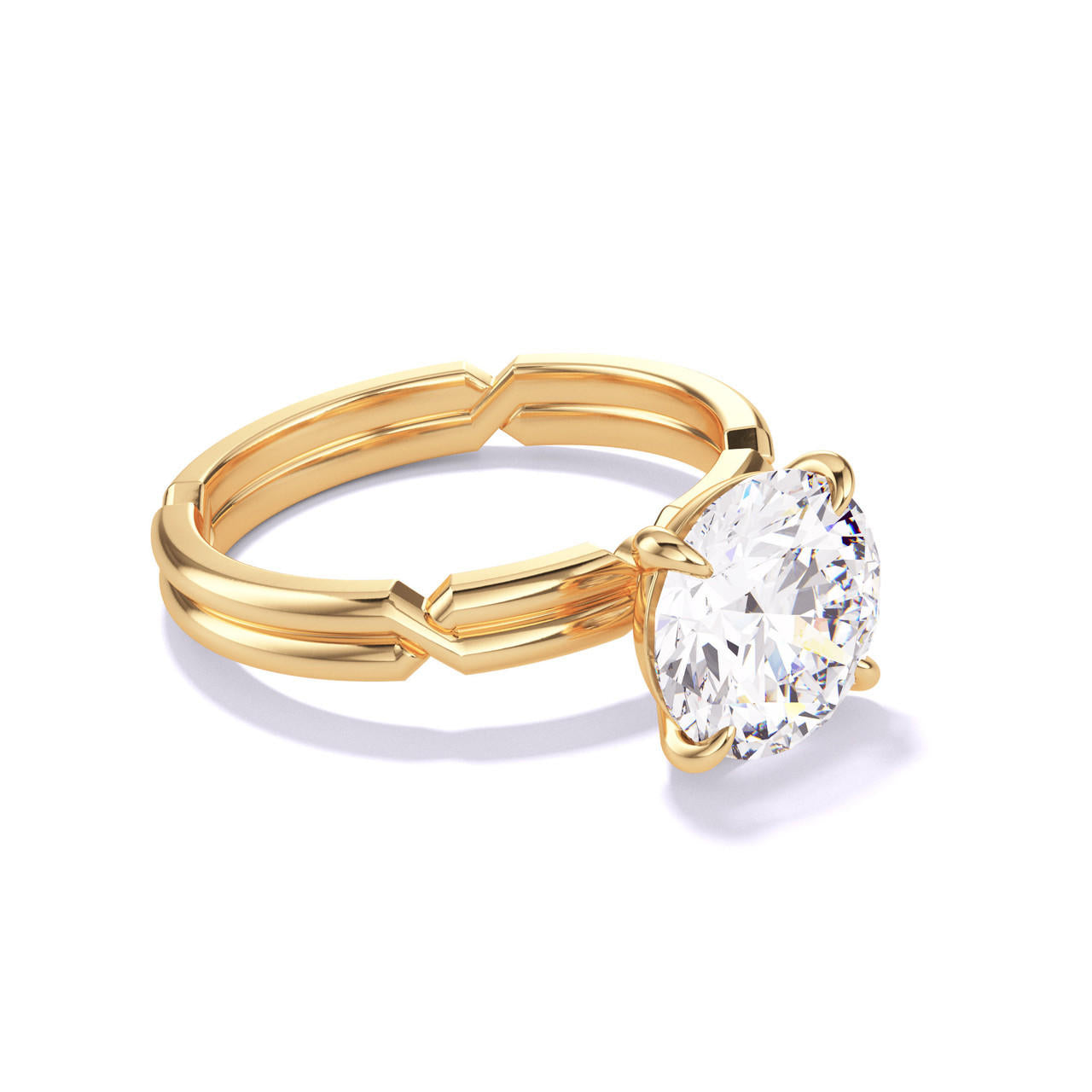 ROUND CUT DIAMOND ENGAGEMENT RING WITH A CLASSIC 4 PRONG CHANCE SETTING IN 18K YELLOW GOLD