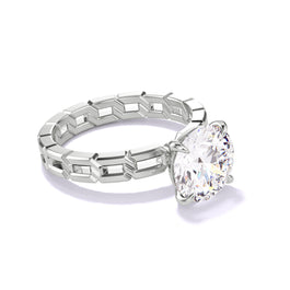 ROUND CUT DIAMOND ENGAGEMENT RING WITH A CLASSIC 4 PRONG 16 LINKS SETTING IN PLATINUM