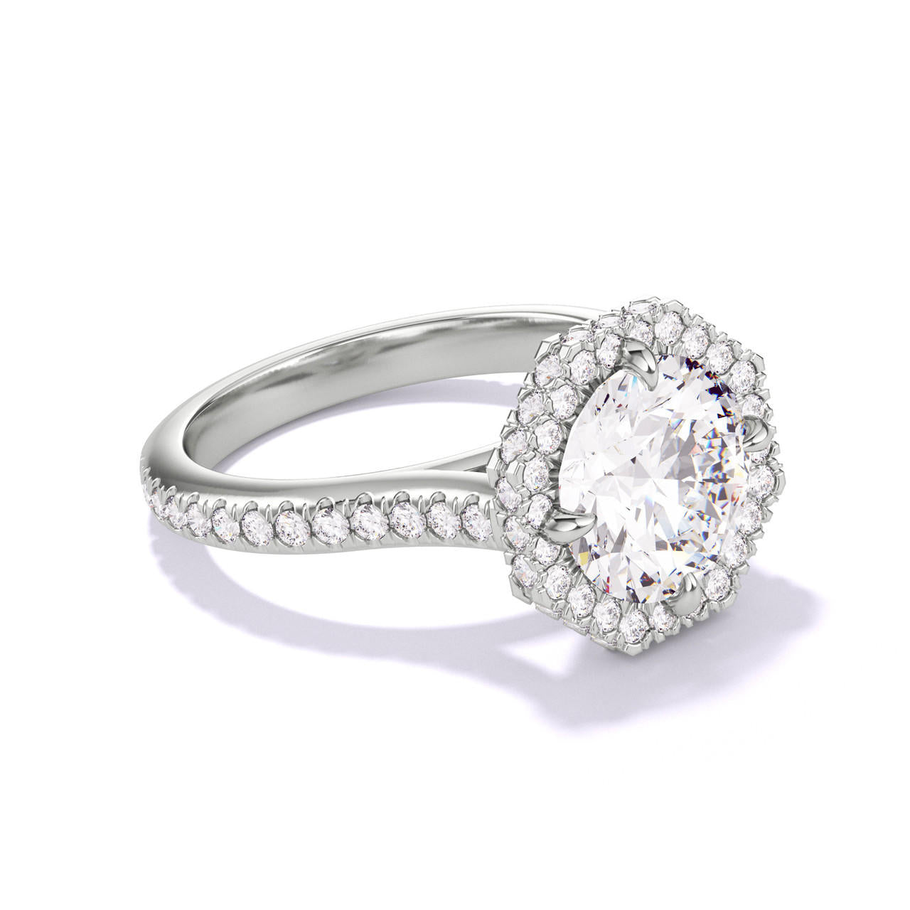 Brilliant Round Diamond Platinum Engagement Ring 