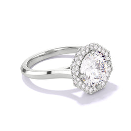 Octagon Engagement Ring Setting on a thin band in platinum
