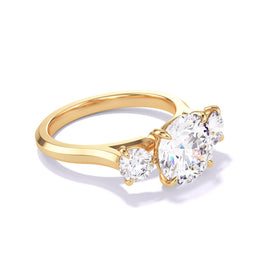 round cut three stone engagement ring