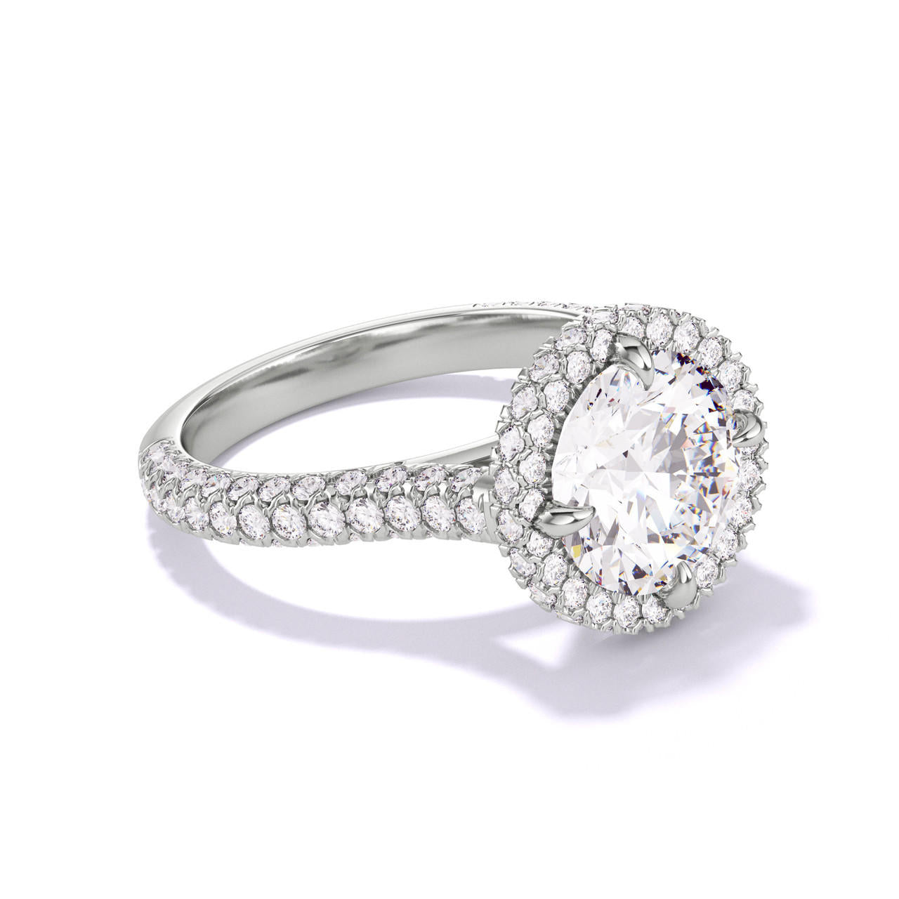 Diamond Round Halo Engagement Ring 2 carats