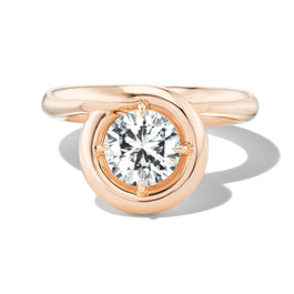 Endless Loop engagement ring in 18K Rose gold, featuring a round-cut center diamond.