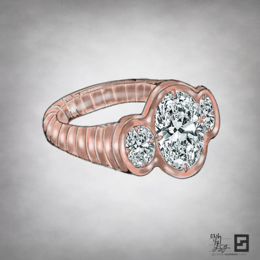 ripple effect three stone oval ring