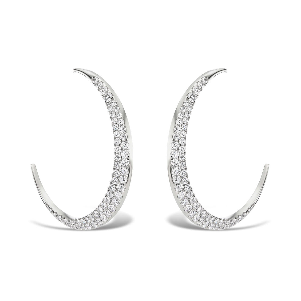 large diamond crescent moon hoop earrings