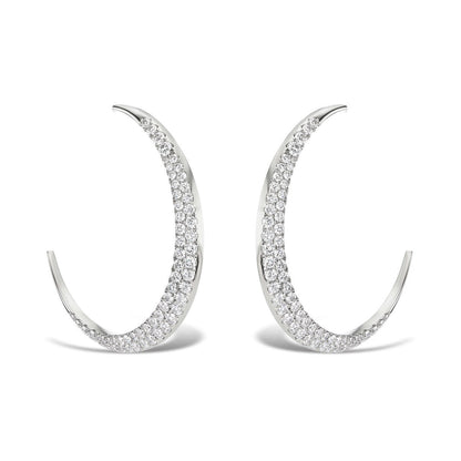 large diamond crescent moon hoop earrings