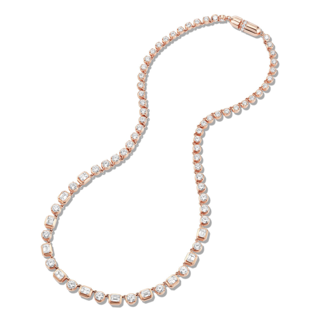 DIAMOND PARTY NECKLACE WITH CAPSULE CLASP IN 18K ROSE GOLD