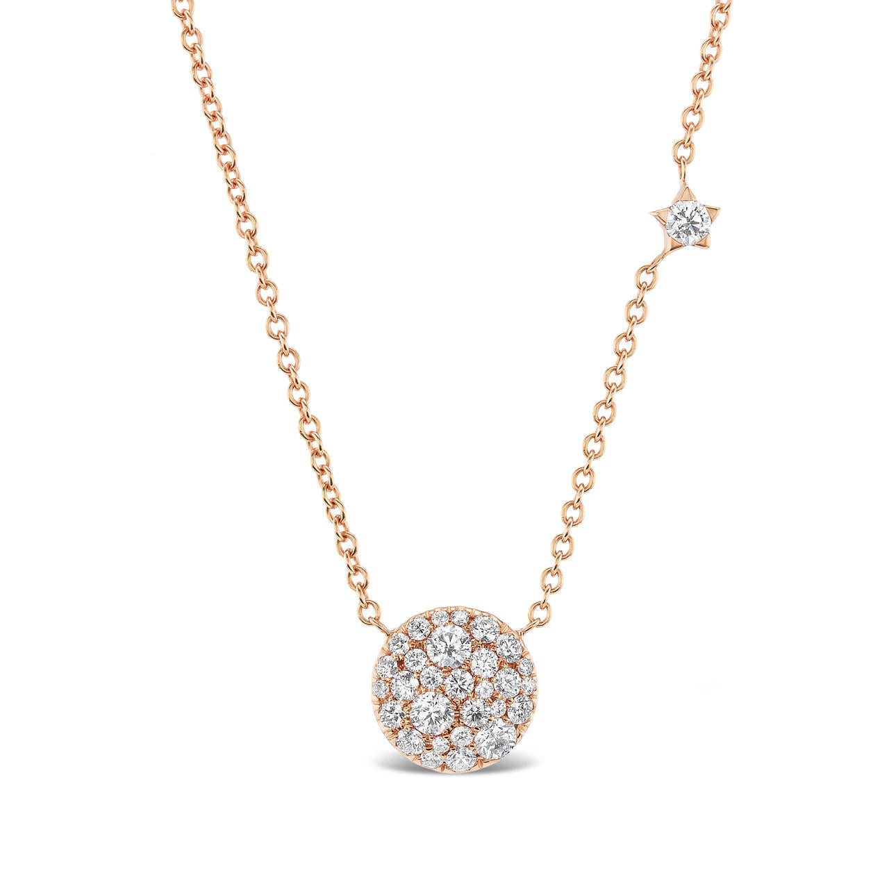 Pavé diamond full moon necklace with diamond star