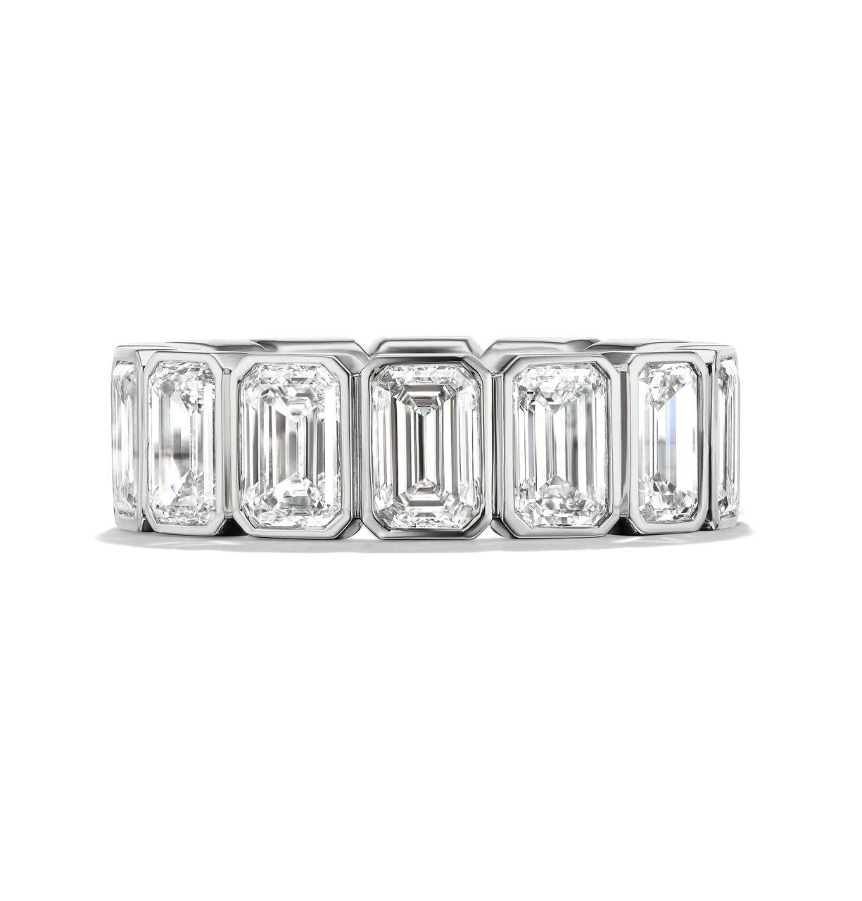 SIGNATURE COMFORT FIT BEZEL SET EMERALD CUT ETERNITY BAND - 10 CTW