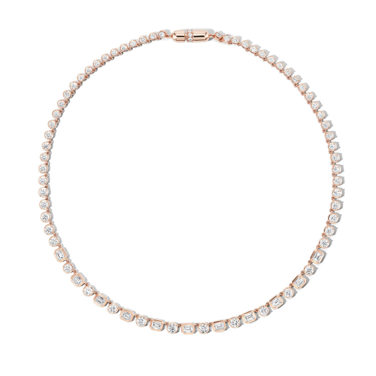 DIAMOND PARTY NECKLACE WITH CAPSULE CLASP IN 18K ROSE GOLD