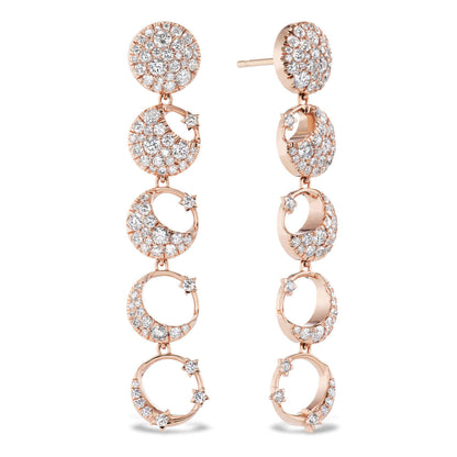 gold and diamond moon phase earrings