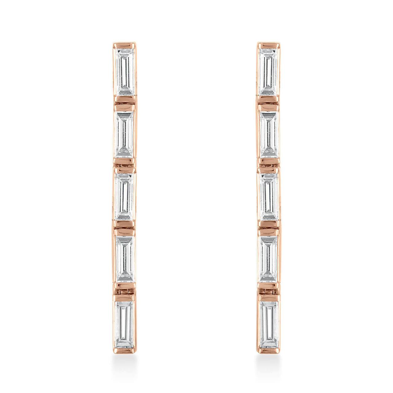 baguette diamond earrings in 18k rose gold