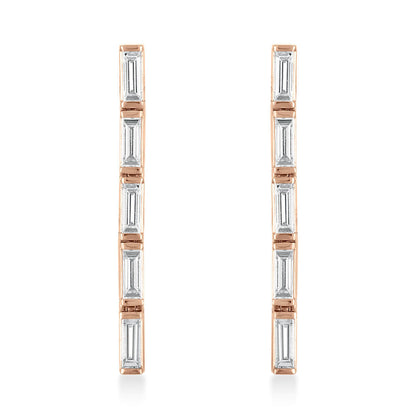 baguette diamond earrings in 18k rose gold