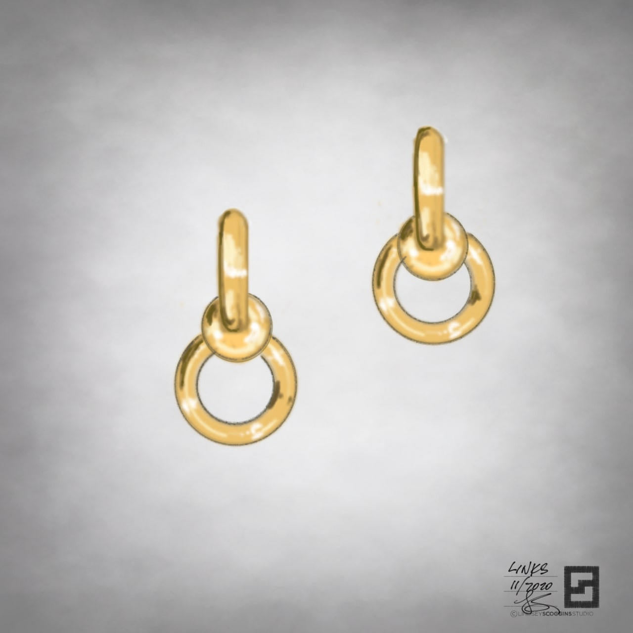 BALL AND CHAIN LOOP EARRINGS