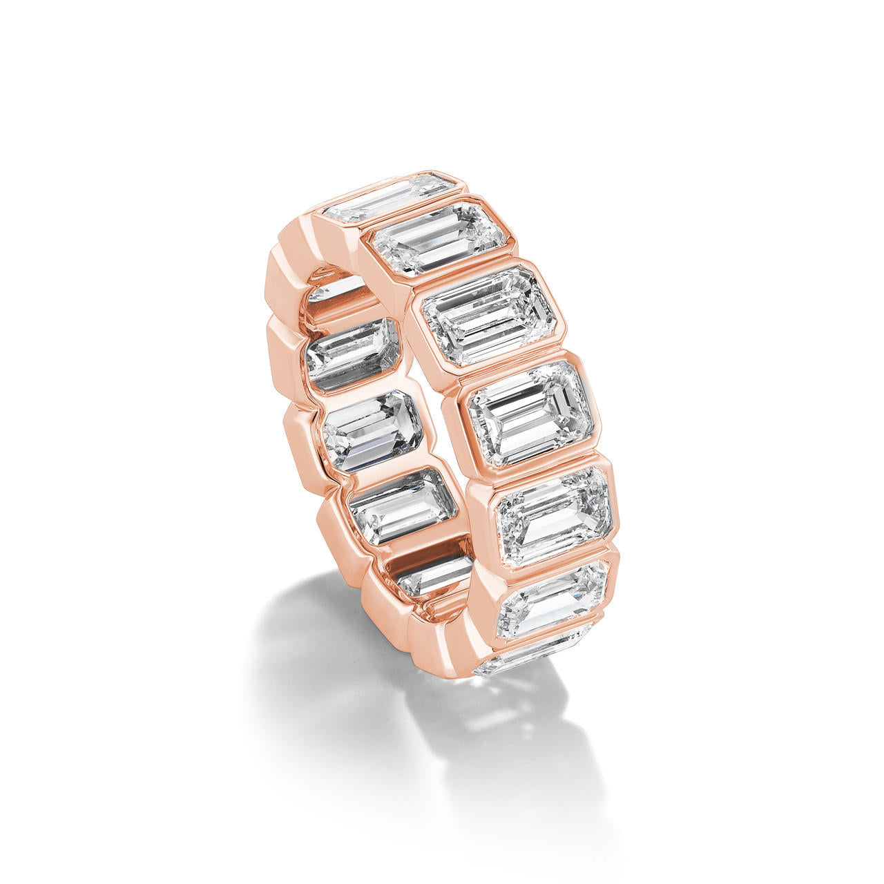 Bezel-set-emerald-cut-diamond-eternity-band-rose gold