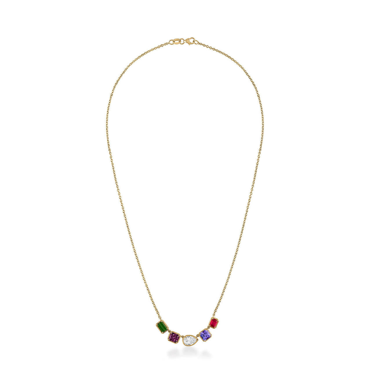 5 stone multiple birthstone necklace