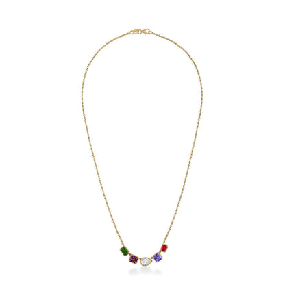 5 stone multiple birthstone necklace