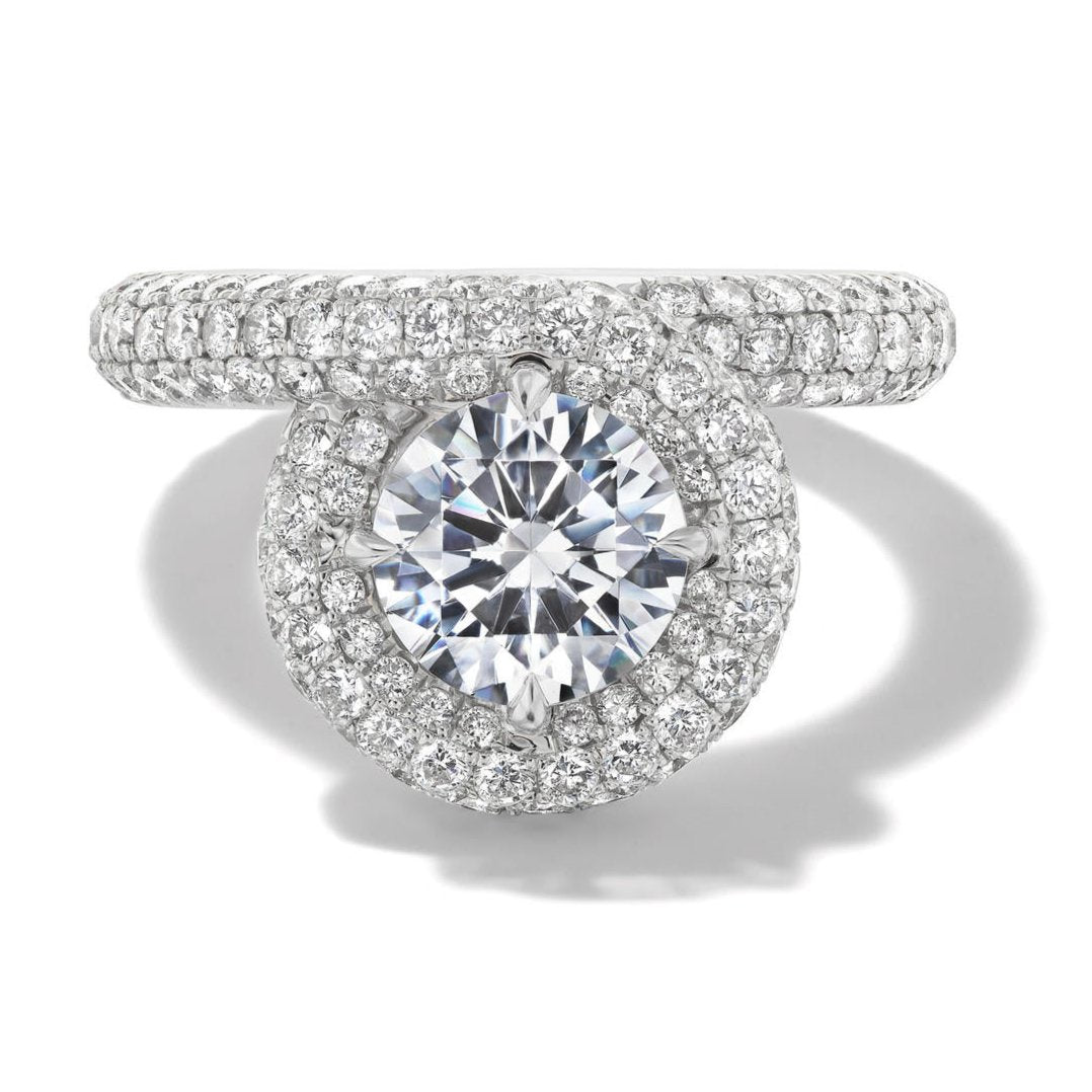 pave endless loop engagement ring in platinum