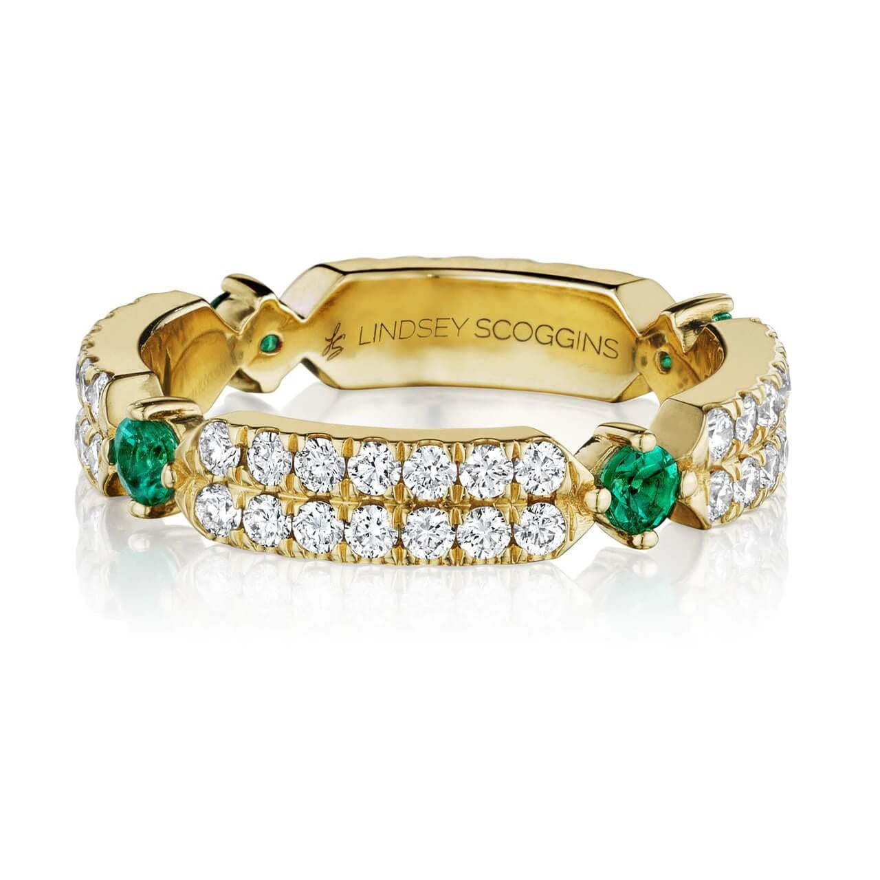 emerald and diamond gold ring