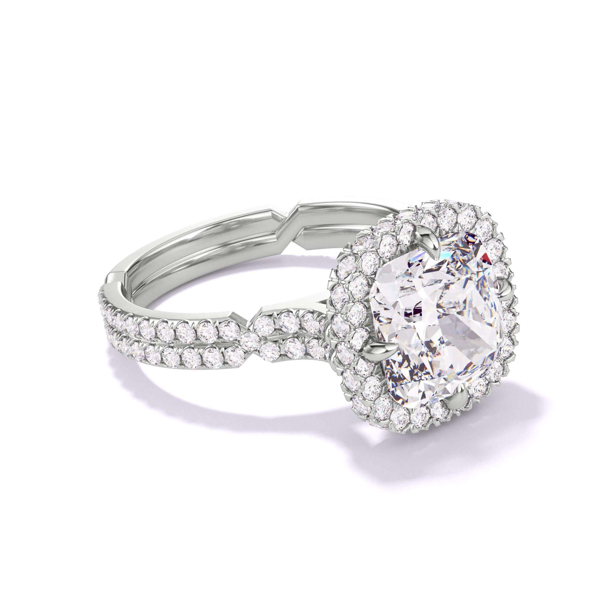 cushion cut diamond halo engagement ring