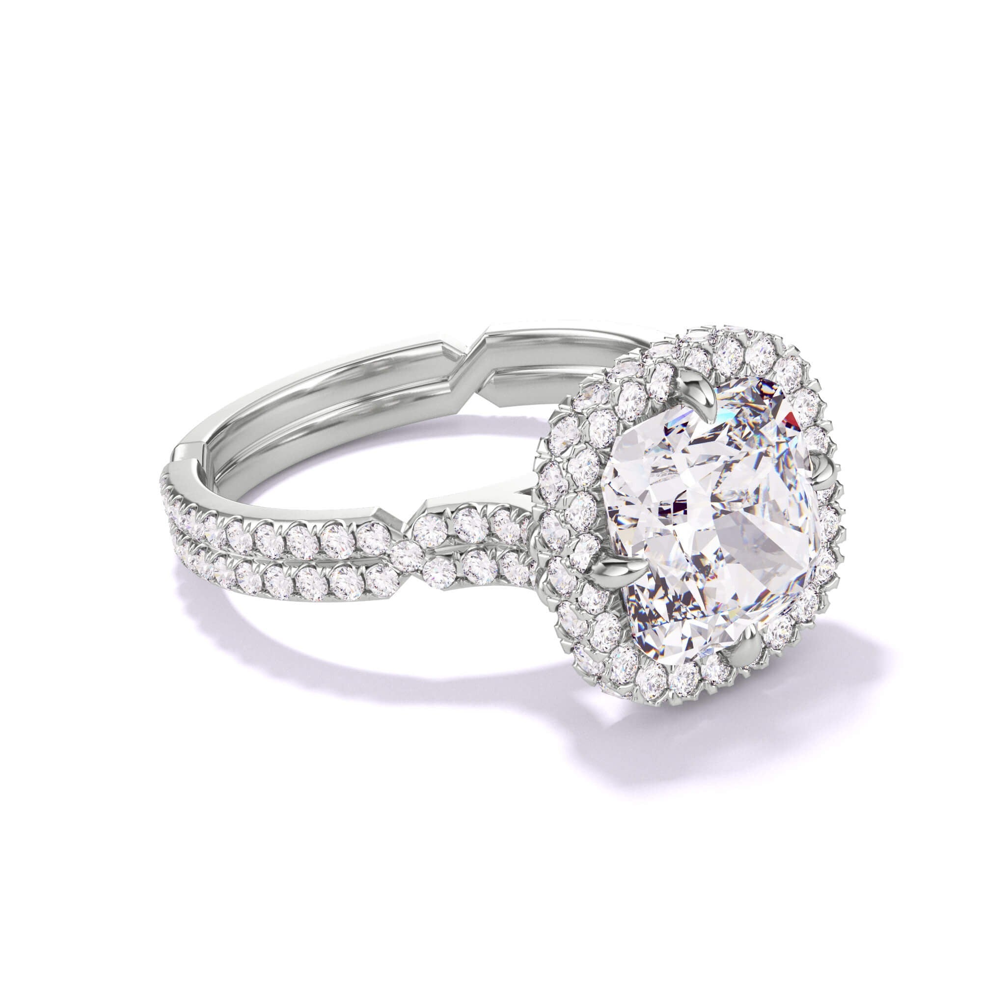 cushion cut diamond halo engagement ring
