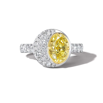 OVAL DIAMOND CRESCENT MOON RING