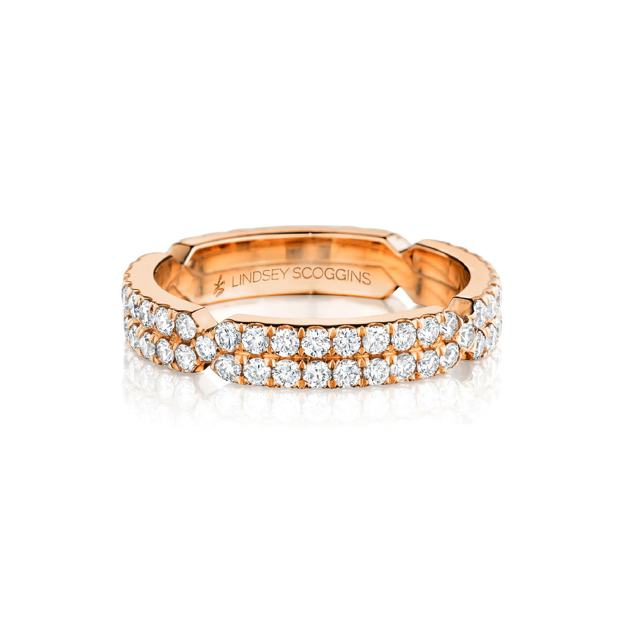 chance two row pave diamond band in rose gold