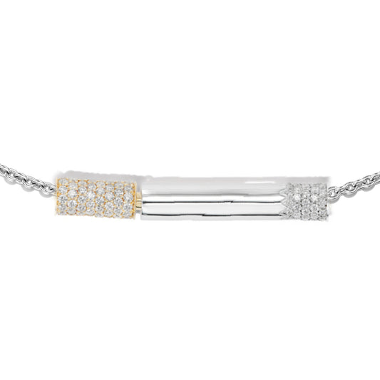 PAVÉ DIAMOND CIGARETTE NECKLACE IN 18K WHITE AND YELLOW GOLD