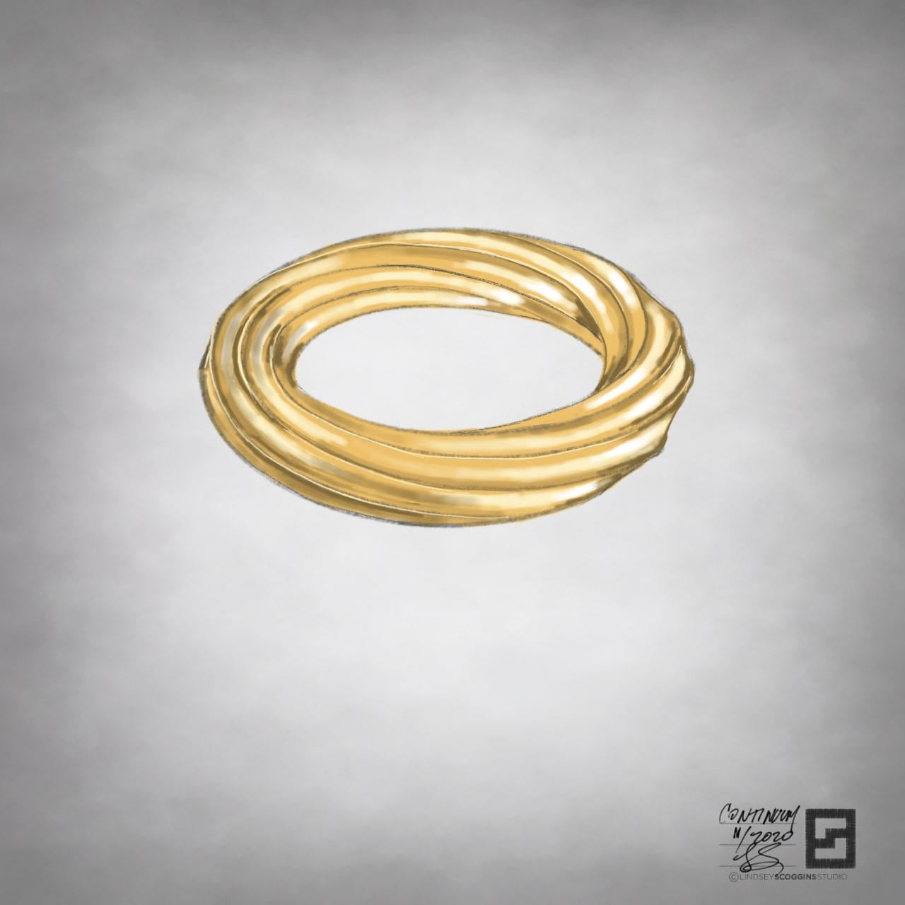 inside out eternity twisting octagon band in high polished 18 karat gold