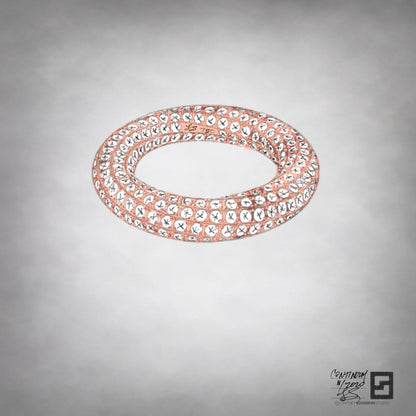 inside out eternity band with 2 rows of entwined pave diamonds in 18 karat gold or platinum