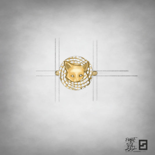 DIAMOND AND GOLD WRAPPED FOX RING