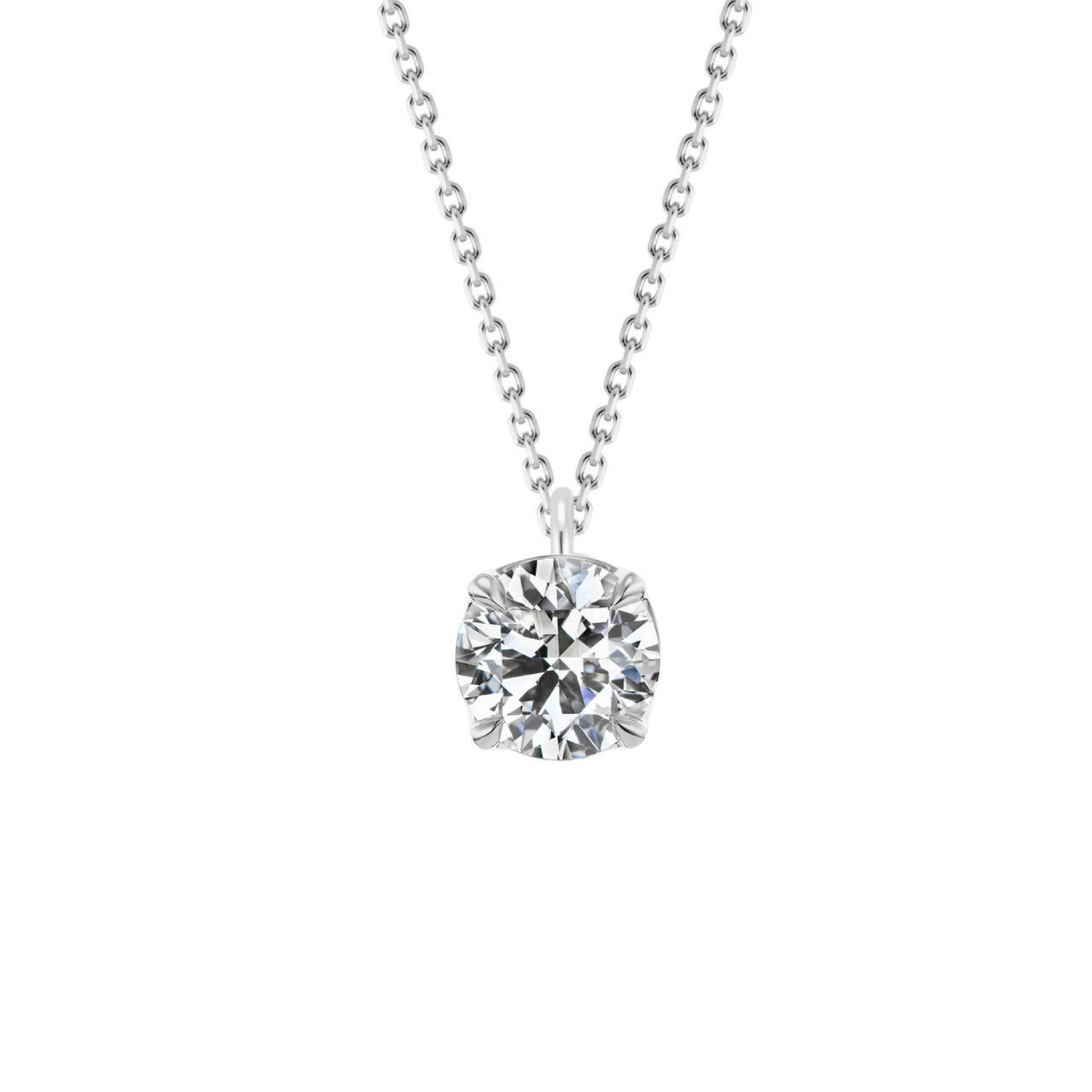 DIAMOND SOLITAIRE PENDANT WITH CROWN SETTING IN PLATINUM