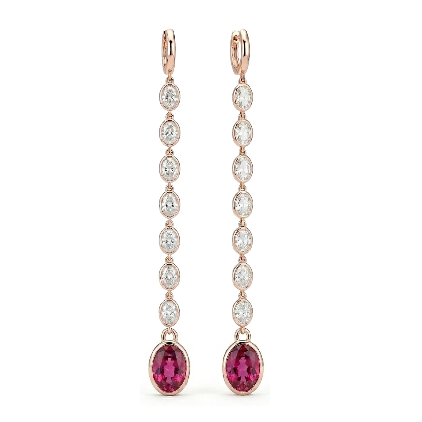 DIAMOND AND PINK TOURMALINE DROP EARRINGS
