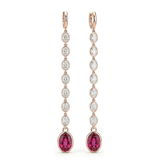 DIAMOND AND PINK TOURMALINE DROP EARRINGS
