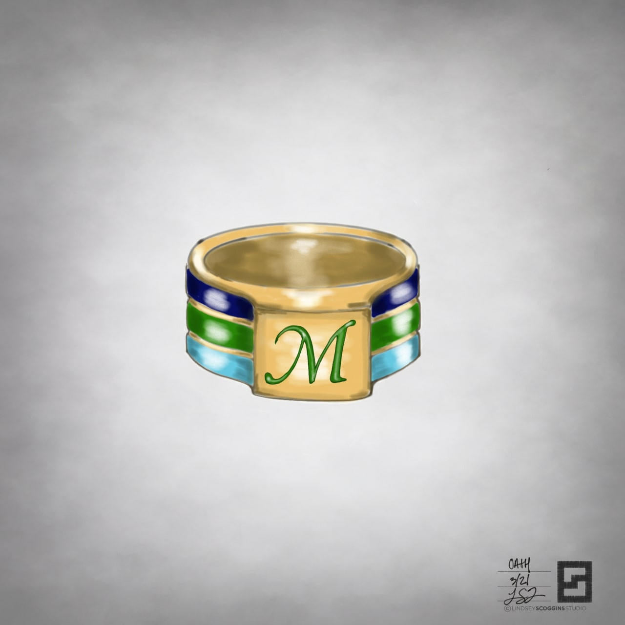 OATH PINKY RING WITH ENGRAVED ENAMEL