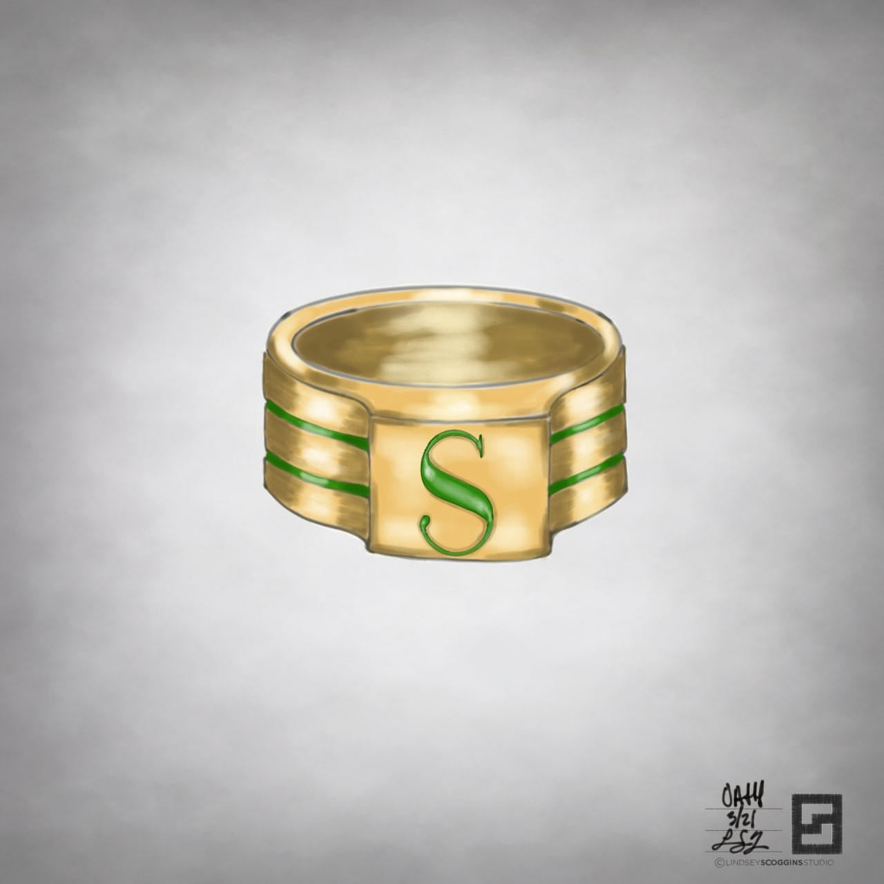 OATH PINKY RING WITH ENGRAVED ENAMEL