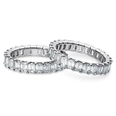 3 carat Emerald cut diamond eternity band in platinum