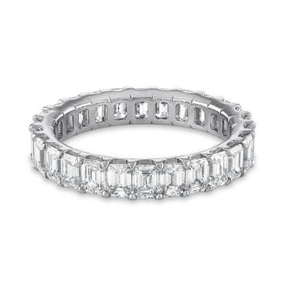 3 carat Emerald cut diamond eternity band in platinum