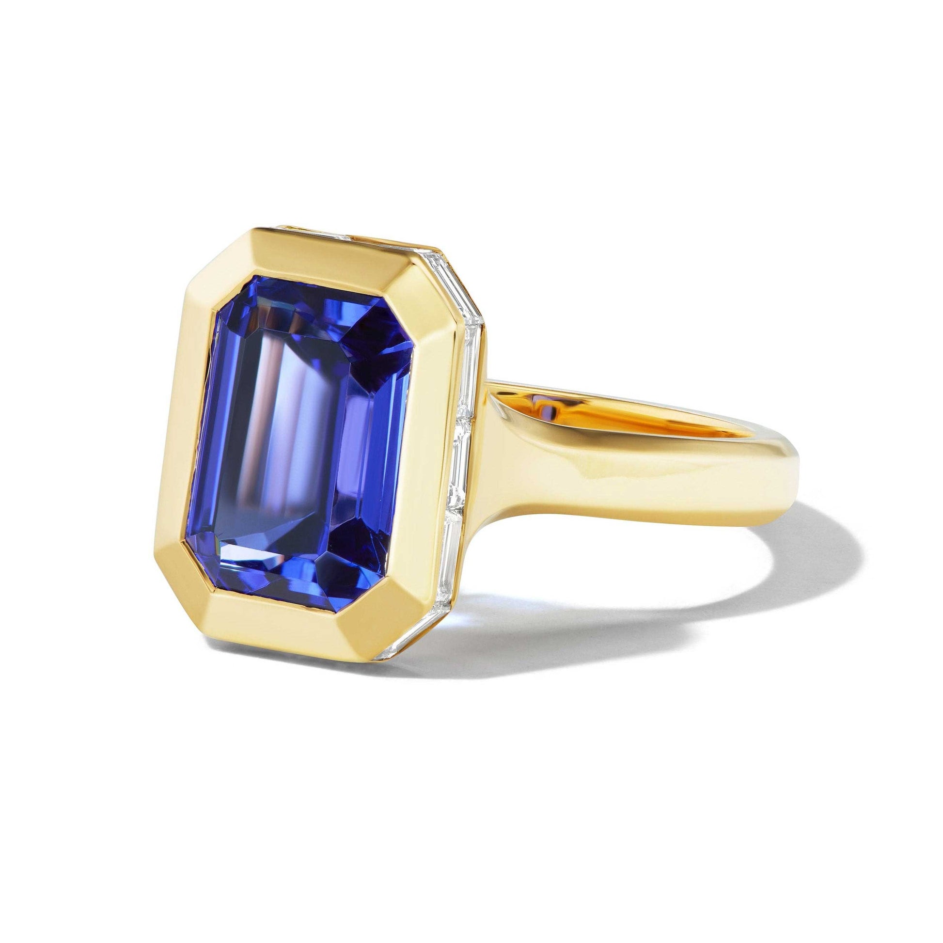 Bezel Set Emerald Cut Tanzanite Ring Lindsey Scoggins