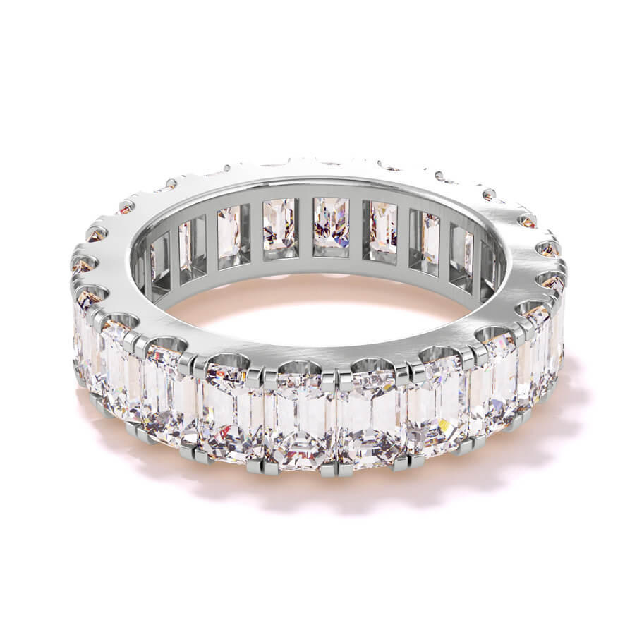 5 carat Emerald cut eternity band in white gold