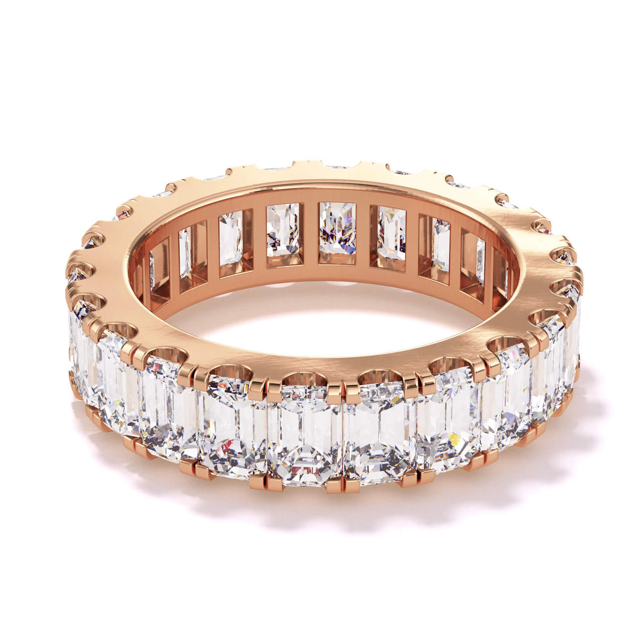 5 carat Emerald cut eternity band in rose gold