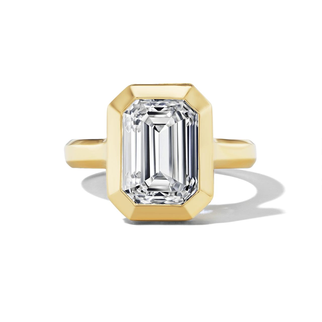 Shield-bezel-set-emerald-cut-diamond-engagement-ring