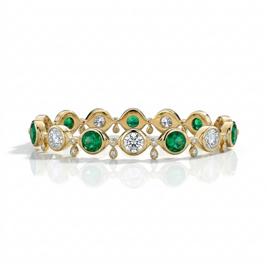 EVIL EYE TENNIS BRACELET WITH PEAR SHAPED DIAMONDS