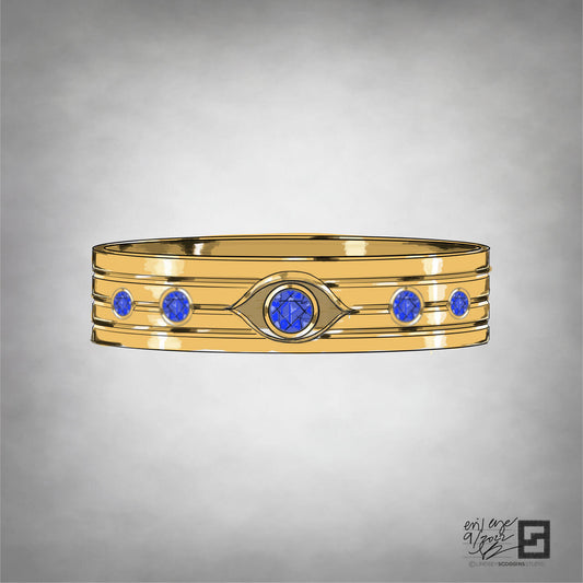 EVIL EYE BANGLE WITH SAPPHIRES