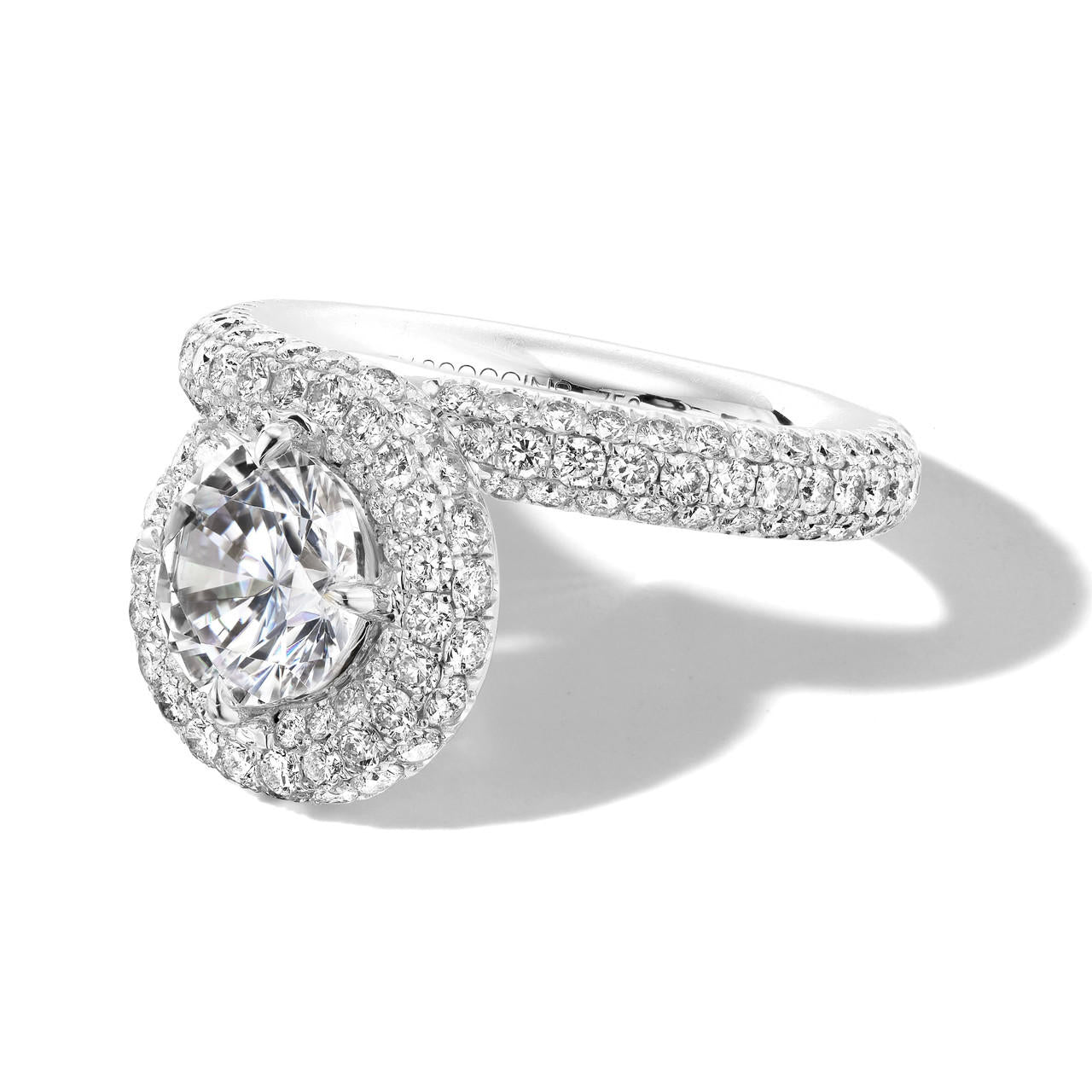 pave endless loop engagement ring in platinum