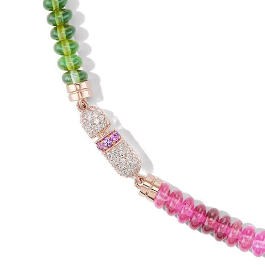 Cabochon-Tourmaline-necklace-with-Pave-Capsule-Clasp-in 18K-Rose-Gold