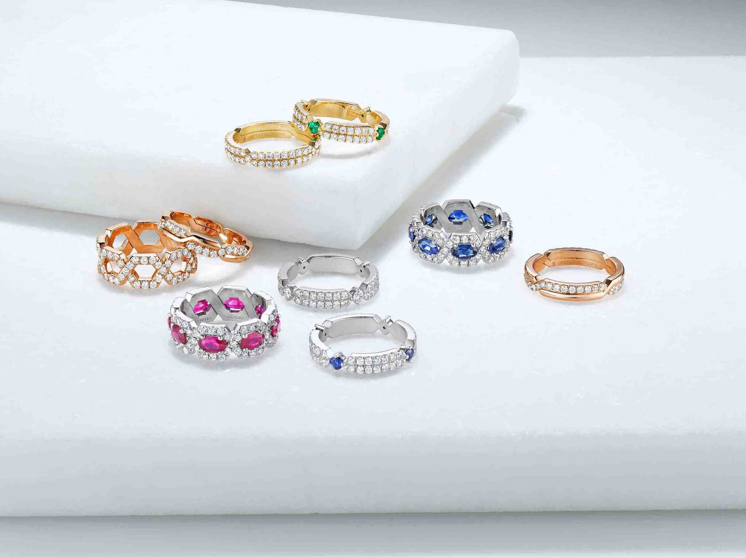 GEMSTONE ANNIVERSARY RINGS