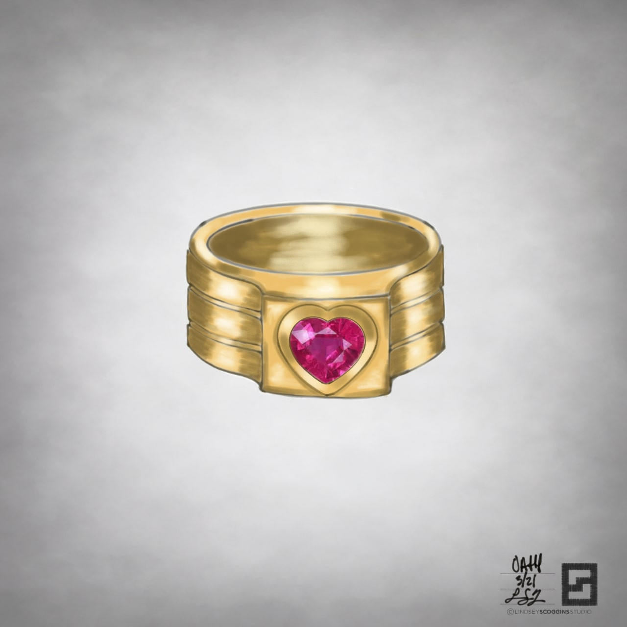 OATH PINKY RING WITH RUBY HEART